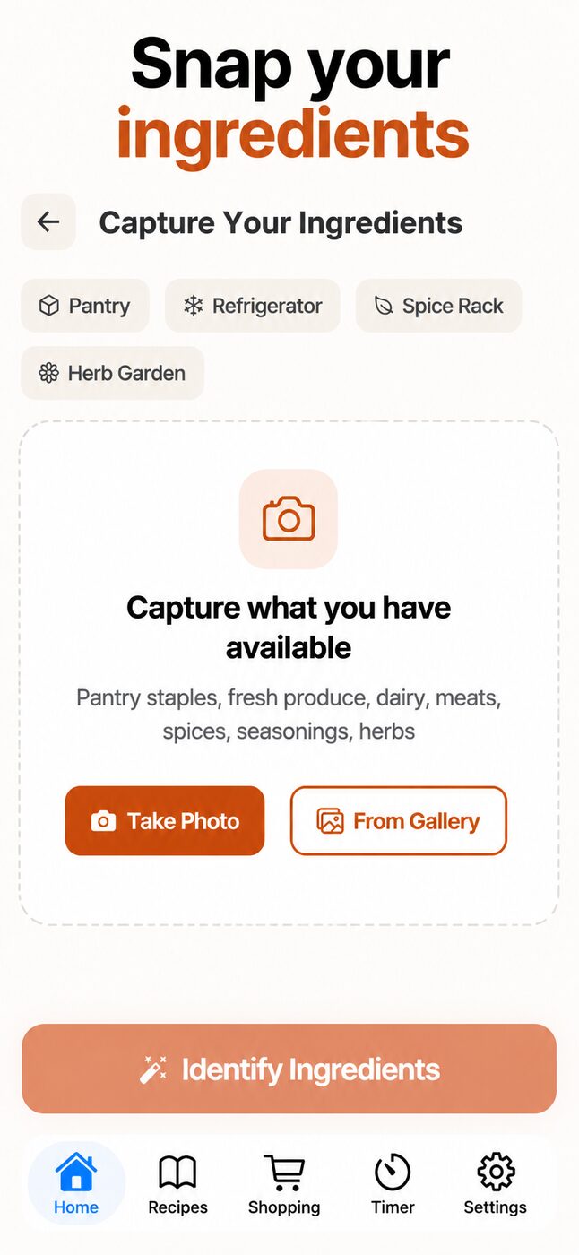 Snap your ingredients with the camera