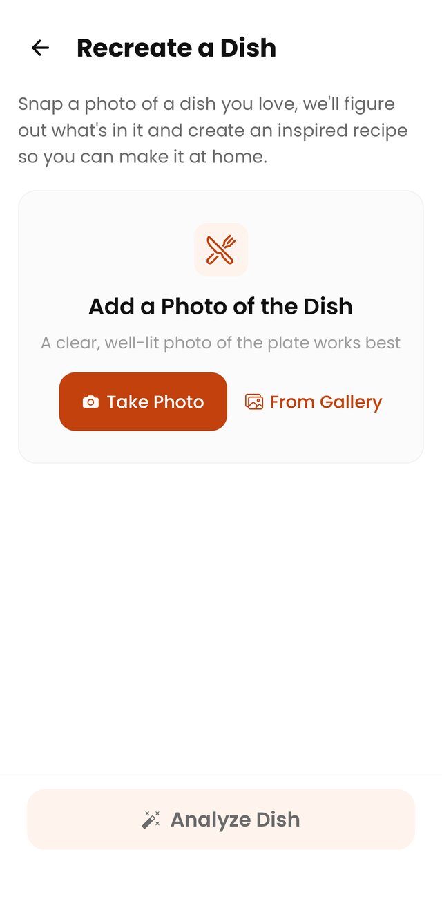 Recreate a Dish — snap a photo of a dish you love